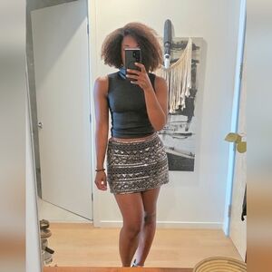 Zara Black Sequin Mini Skirt Resort Wear